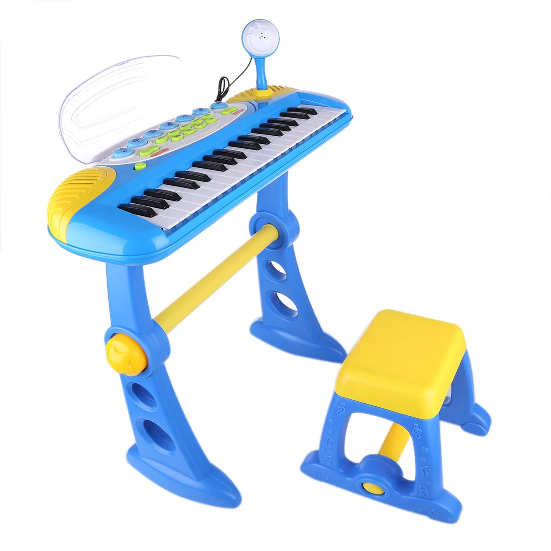 

37-Key Children Multifunctional Electronic Keyboard Piano with Microphone Musical Instrument For kids Christamas Gift - Blue