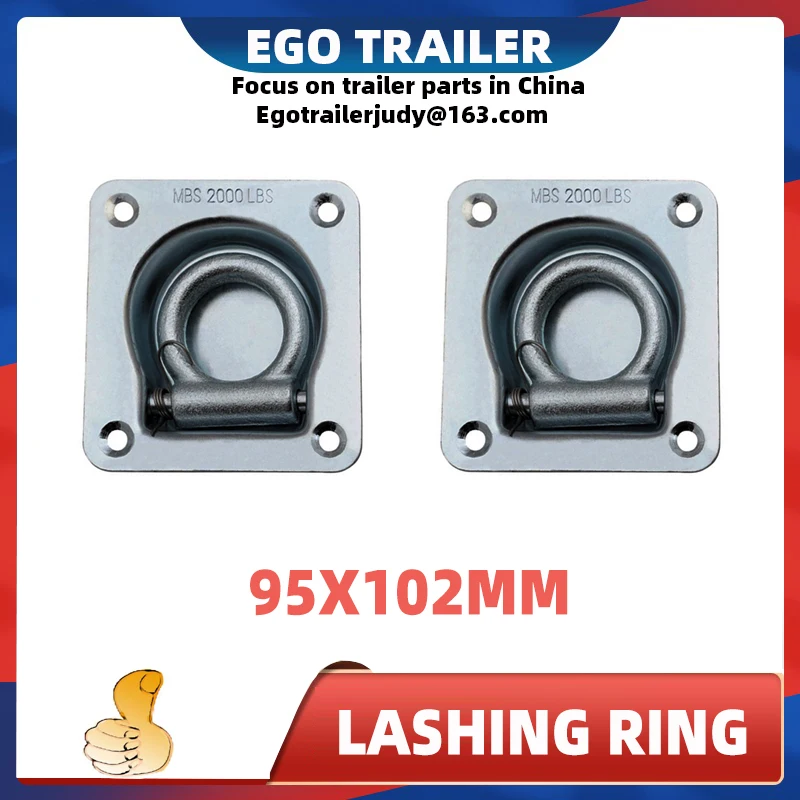 

EgoTrailer 2pc Trailer lashing RING 95X102 2000lbs ZINC PLATED TIE DOWN POINTS ANCHOR UTE deck ring rope ring D ring parts