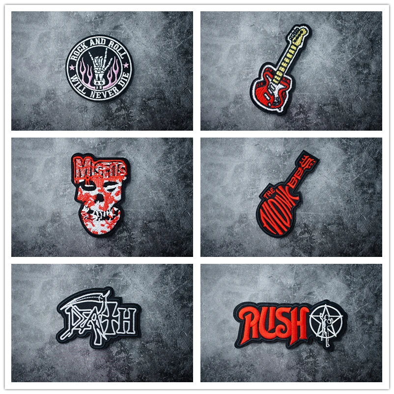 ROCK BAND DIY Cloth Iron On Embroidered Badges Patches For Clothes Stickers Punk Music Sewing Threads
