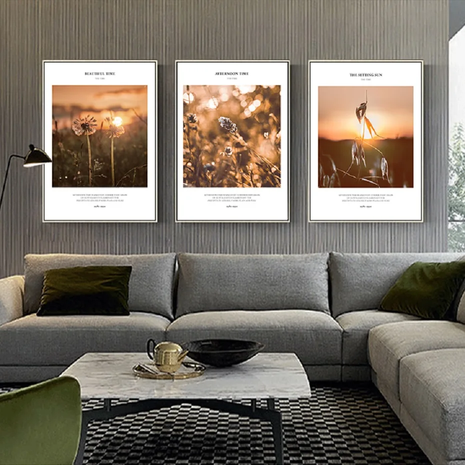 

Nordic Beautiful Time Dusk Flowers Wall Art Canvas Paintings Sunshine Scene Wall Art Prints and Posters Living Room Home Decor