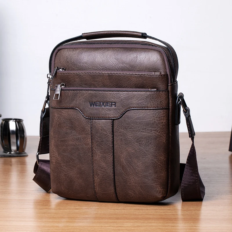 Dark Brown HEFLASHOR мужские сумки-тоут брендовые Модные мужские кожаные сумки-мессенджеры мужские сумки через плечо деловые сумки для мужчин дропшиппинг - Цвет: Dark Brown