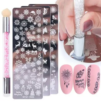 

Double-Sided Head Stamper Polishing Painting Drawing Manicure Nail Art Pen Tool Nail Polish Stamper Plate Stamp Stippling Tool