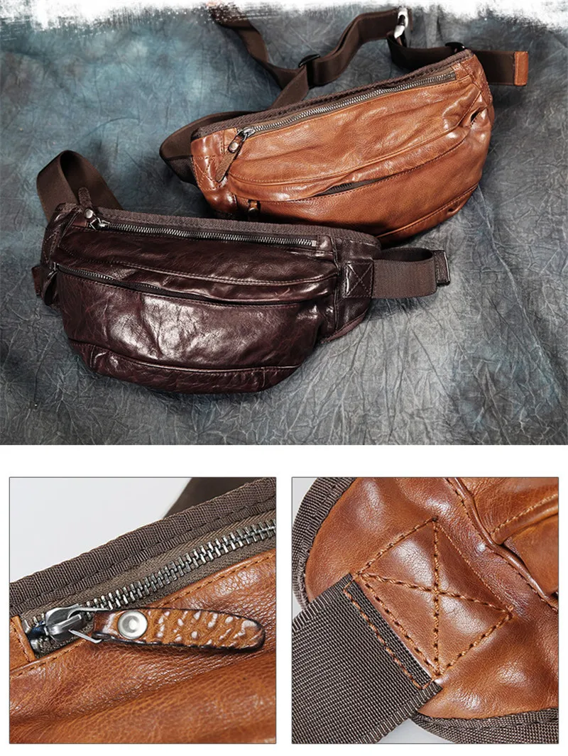 PNDME модная винтажная Мужская нагрудная сумка из натуральной кожи высокого качества, мягкая воловья кожа, поясная сумка, повседневная спортивная сумка через плечо