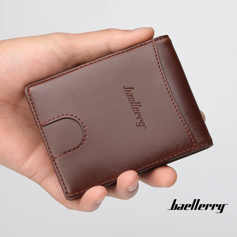 Man purse the European and American creative magnetic buckle money bag multi-function mini card bag zero wallets - Цвет: Коричневый
