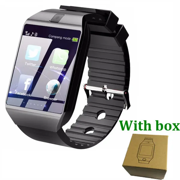 Black Black with box Bluetooth Смарт-часы DZ09 телефон с камерой Sim TF карта Android SmartWatch телефонный звонок браслет часы для Android смартфон - Цвет: Black Black with box