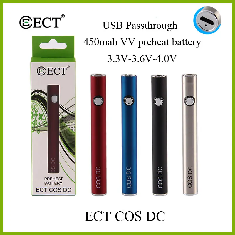 Аккумулятор для электронной сигареты ECT COS DC 450 мАч стандартный бокс мод с USB
