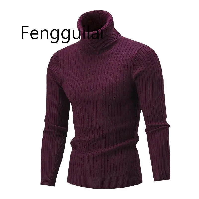 

Men's Turtleneck Sweater 2020 New Autumn Winter Solid Color Sweater Casual Sweater Slim Fit Brand Simple Knitted Twist Pullovers