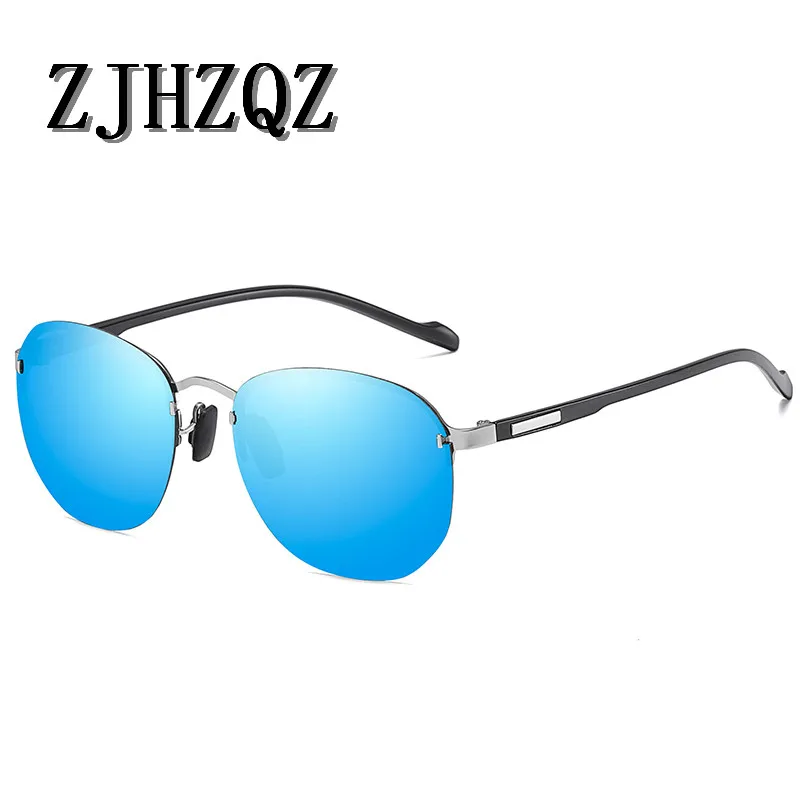 ZJHZQZ мужские круглые овальные поляризованные солнцезащитные очки без оправы, женские легкие очки для вождения автомобиля в стиле стимпанк, ретро, Винтажные Солнцезащитные Очки