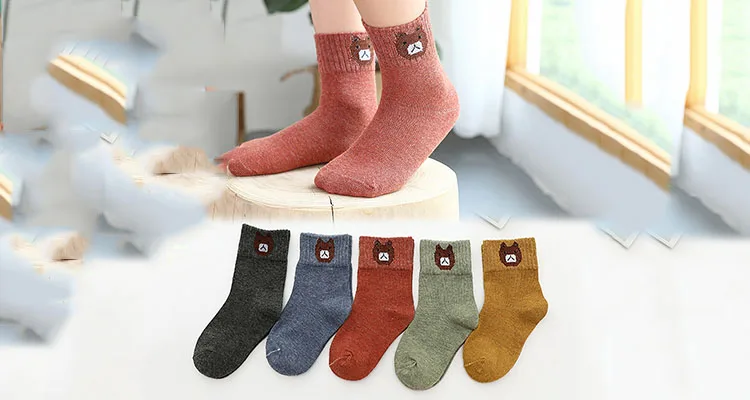 5 Pairs Of Children's Cotton Socks Cute Animal Series Children's Socks Cotton Autumn And Winter Socks Men And Women Baby Socks