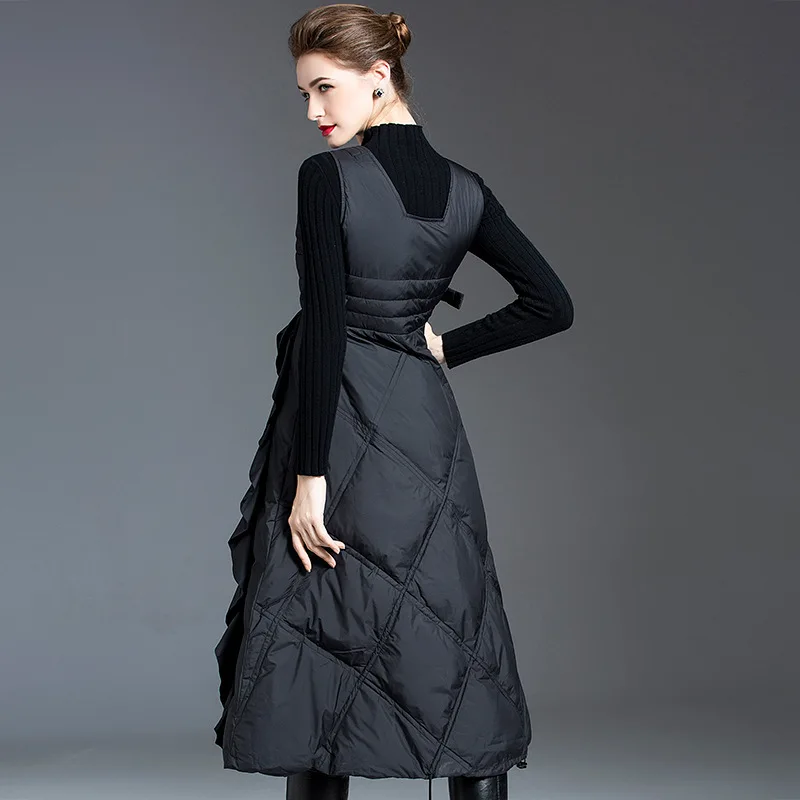 LANMREM black thickened sleeveless zipper long