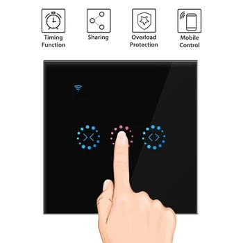 

Smart WiFi Curtain Switch Touch Wireless Remote Control-Ewelink US/Australia Black For Smart home switch accessories