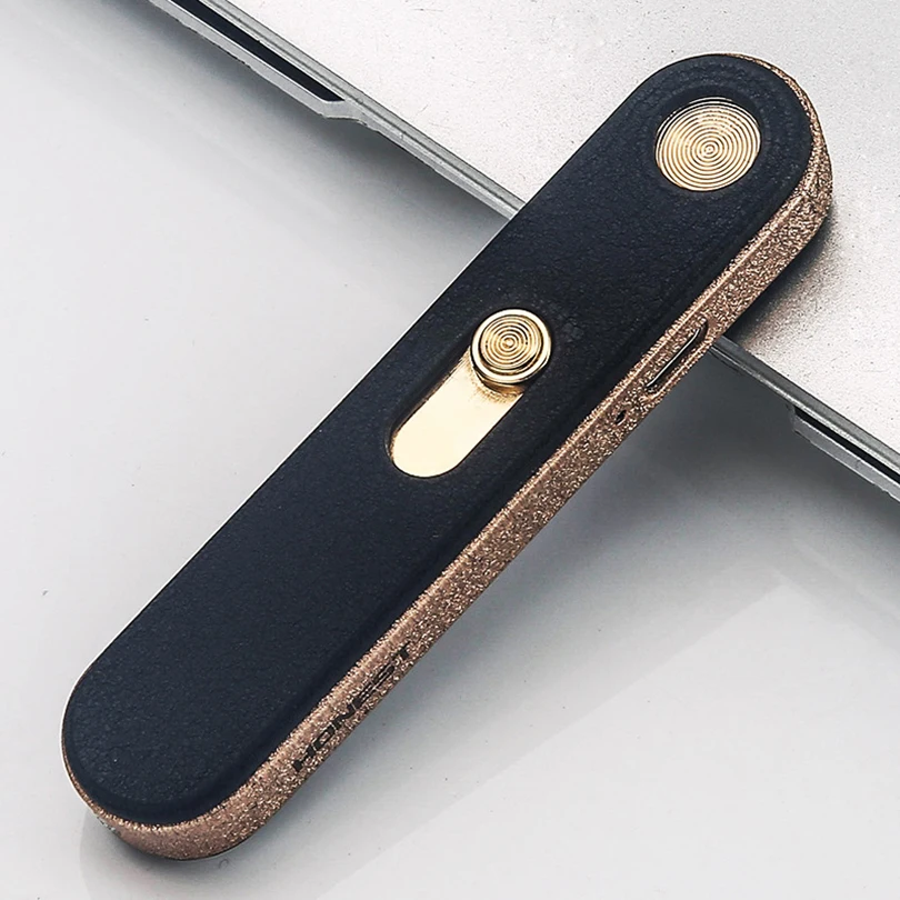 Original Push Up Metal USB Torch Lighter Portable Windproof Plasma Arc Lighter Mini Ultra Thin Cigarette Lighter Gadgets For Men