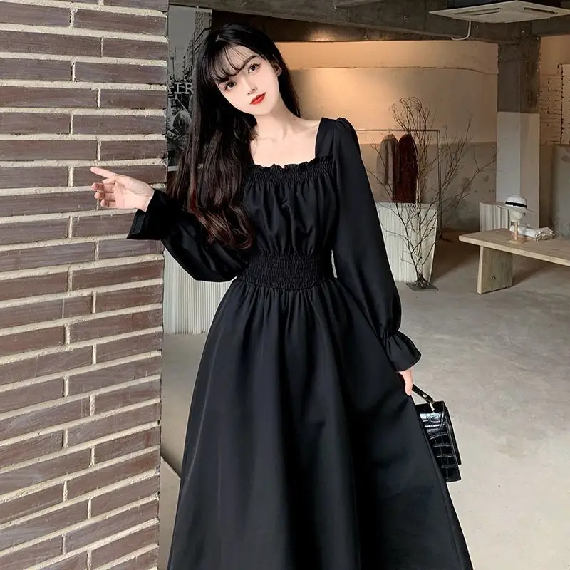 knee length dresses for ladies Dial Tone Long Sleeve Mini Dress Black Pinstripe main image 0