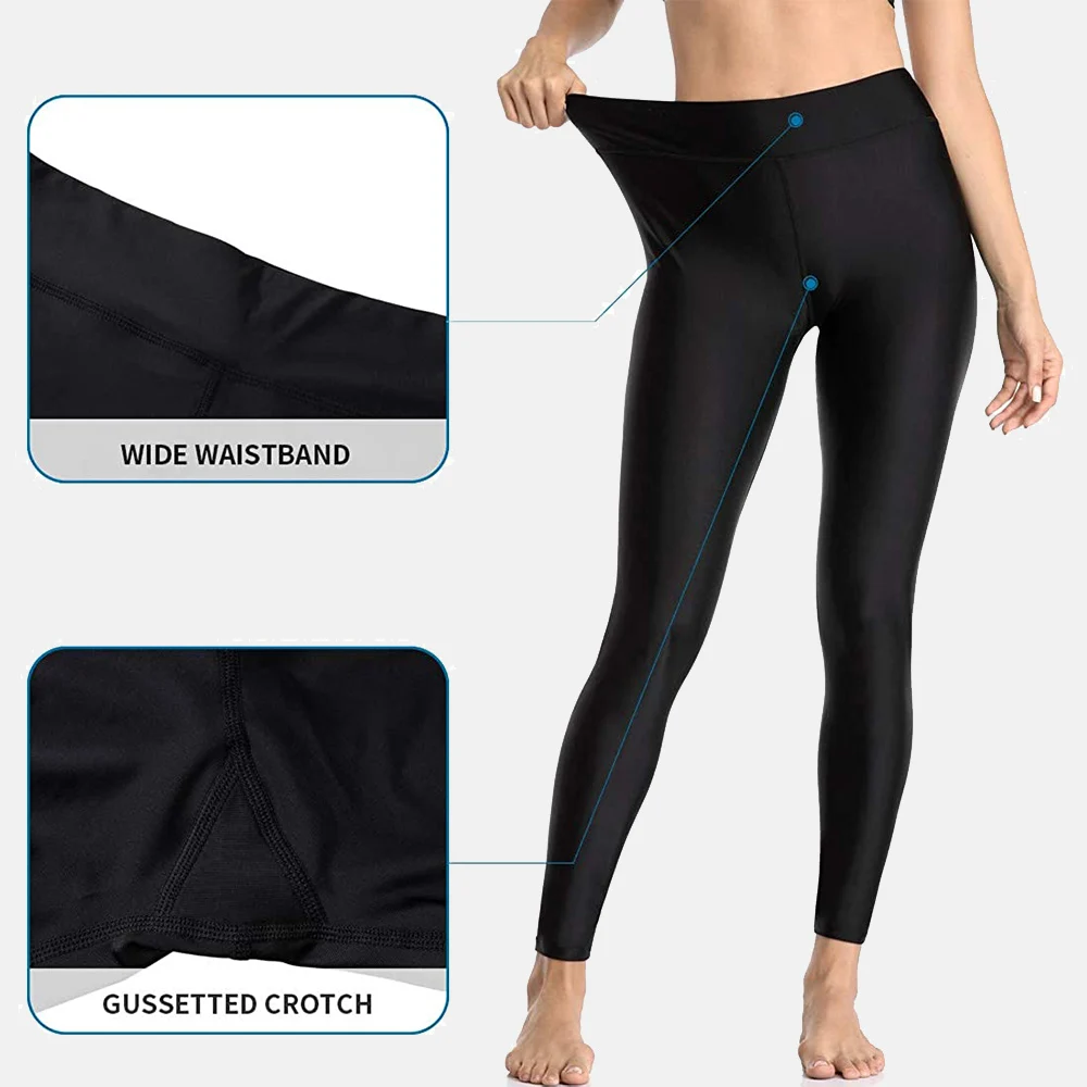 Anfilia Swimming Pants for Women High Waisted Swim Pants Swim Leggings Swim Tights 3