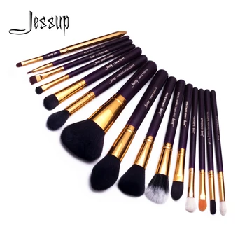 

Jessup Pro 15pcs Makeup Brushes Set Powder Foundation Eyeshadow Concealer Eyeliner Lip Brush Tool Purple/Gold