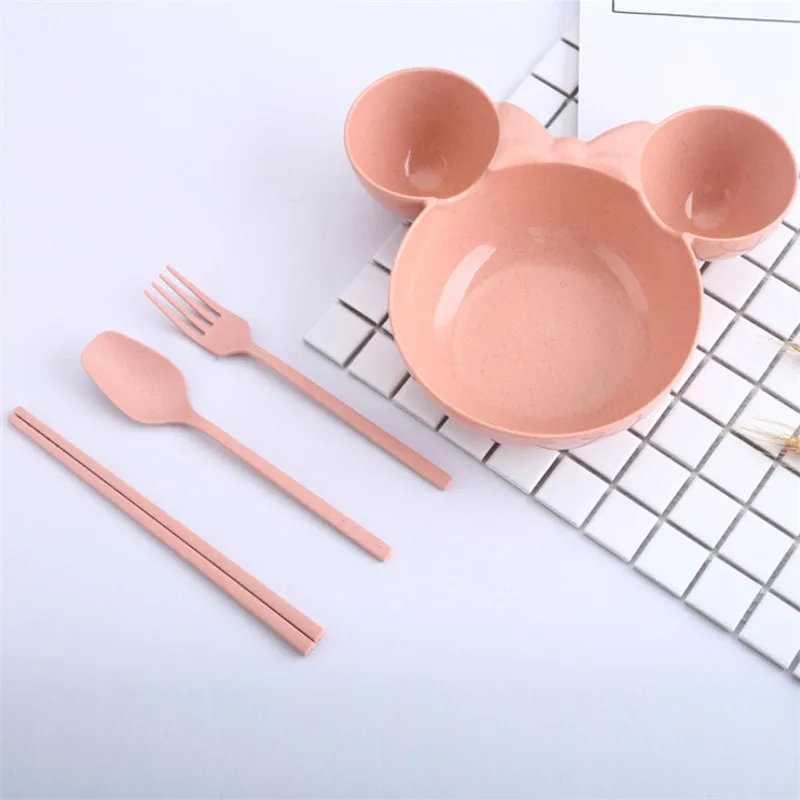 Pink 1 3 шт./компл. кухонная посуда чаша для еды, контейнер для фруктов пшеничная соломенная чаша для детей, салатный суповой рисовой тарелка для лапши - Цвет: Pink 1