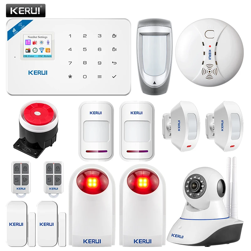 

2019 KERUI W18 WIFI GSM Dual Alarm System 1.7-inch TFT Color Screen APP Control SMS Call Remote Control Home Burglar Alarm