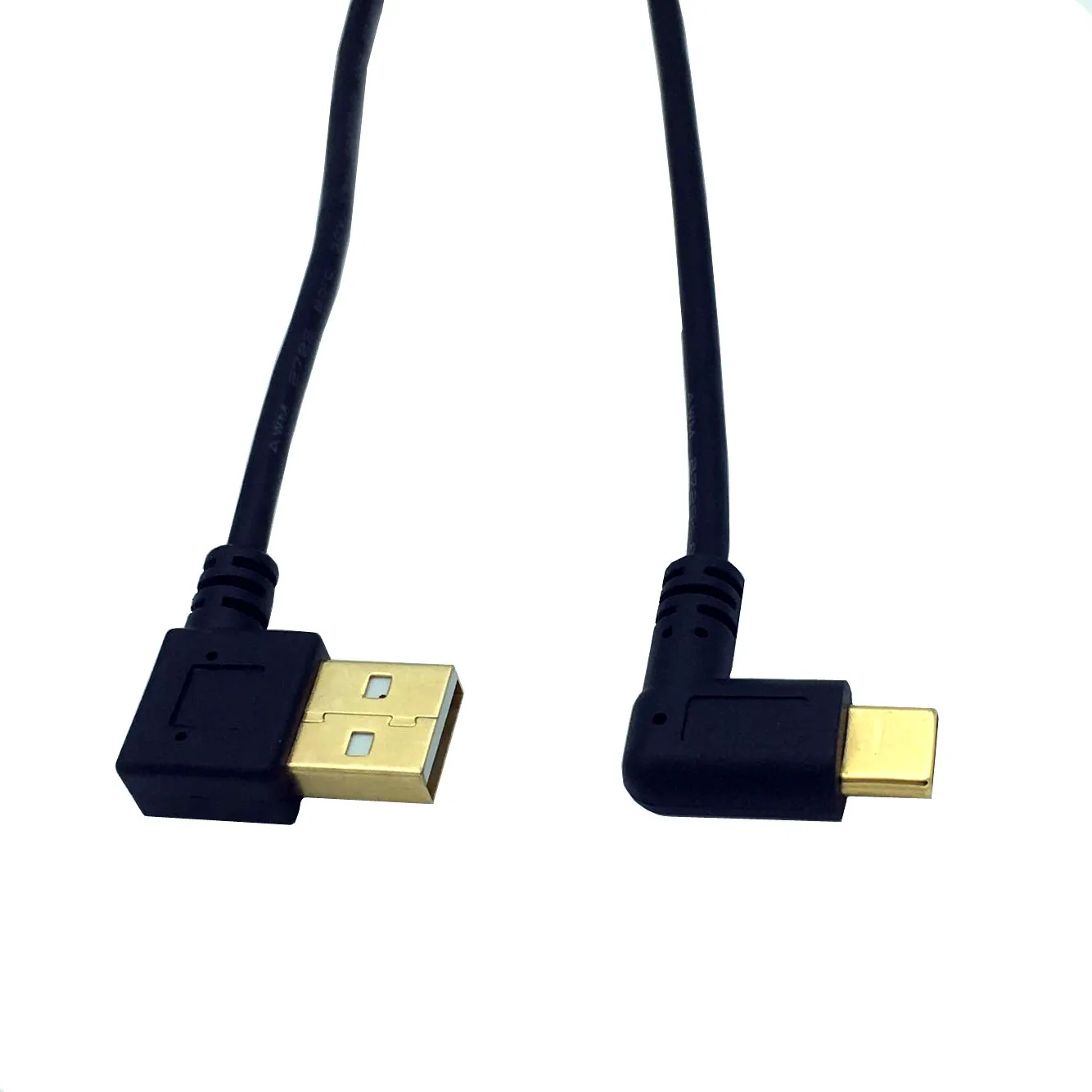 Позолоченный правый угол USB2.0(type-A) штекер USB3.1(type-C) Мужской правый и правый угол USB синхронизация данных и зарядный кабель Разъем