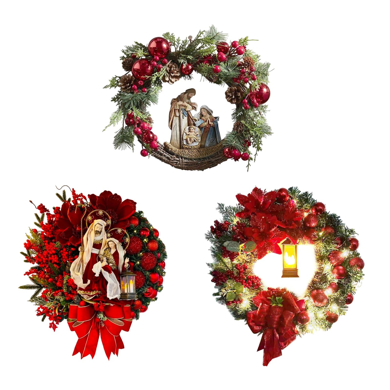 Christmas Wreath 2022 Clipart 2022 Sacred Christmas Wreath With Lights Artificial Hanging Ornaments Front  Door Wall Decorations Merry Christmas Tree Wreath|Wreaths & Garlands| -  Aliexpress