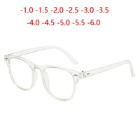 0 -1.0 -1.5 -2.0 To -6.0 Transparent Frame Square Finished Myopic Glasses Women Men Clear Lens Shortsighted Eyeglasses Diopter 1