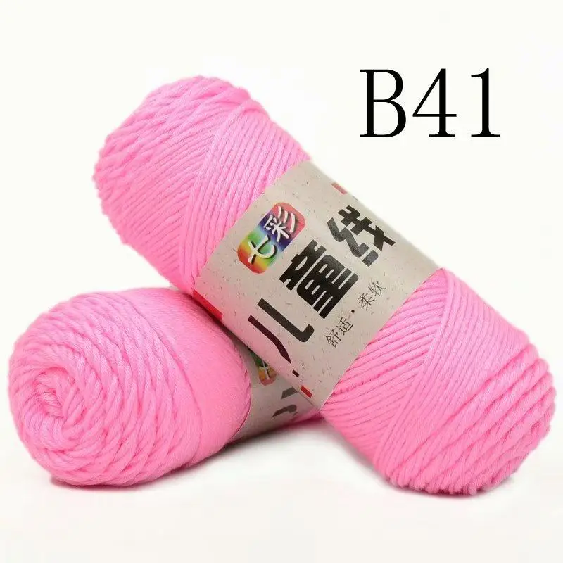 Bright pink 50 г ручной работы, хлопчатобумажная пряжа, мягкая пряжа, детский теплый свитер ручной вязки, диванная подушка, шарф, аксессуары для одежды DIY - Цвет: Bright pink