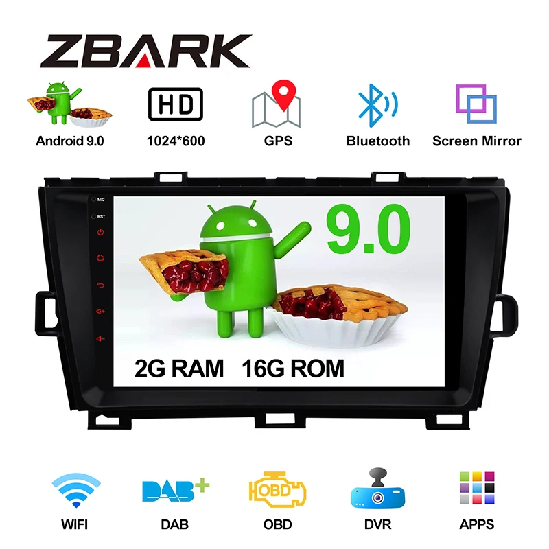 

9 inch 2 Din Android 9.0 GPS Navi bluetooth right hand drive Car Radio stereo Player for TOYOTA Prius 2009 - 2013 YHPRSYZMA2