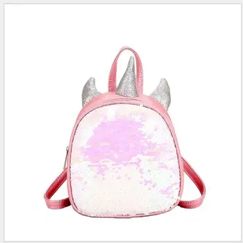 

Mini Sequins Unicorn Backpack PU Leather Women Travel Small Bags Teenager Student Children School Bags Girls Book Bag Satchel