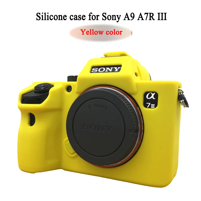 A7R3 -Yellow1 Soft Silicone Camera Bag Rubber case Protective Body Cover Skin For Sony A9 A7R III A7R3 A7 mark 3 A7 III A7R4 A7R IV - Цвет: A7R3 -Yellow1