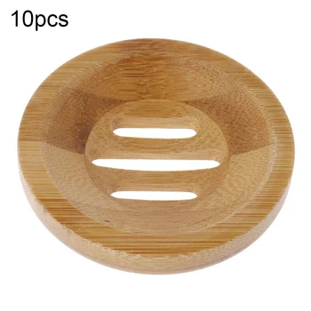 

10pcs/set Soap Tray Round Natural Bamboo Wood Soap Tray Bathroom Bath Soap Dish Storage Holder Plate Rack Handmade Crafts