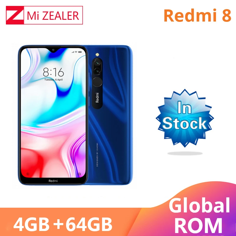 Смартфон Xiao Redmi 8 с глобальной прошивкой 4 Гб ОЗУ 64 Гб ПЗУ Snapdragon 439 10 Вт Быстрая зарядка 5000 мА батарея мобильного телефона - Цвет: Blue