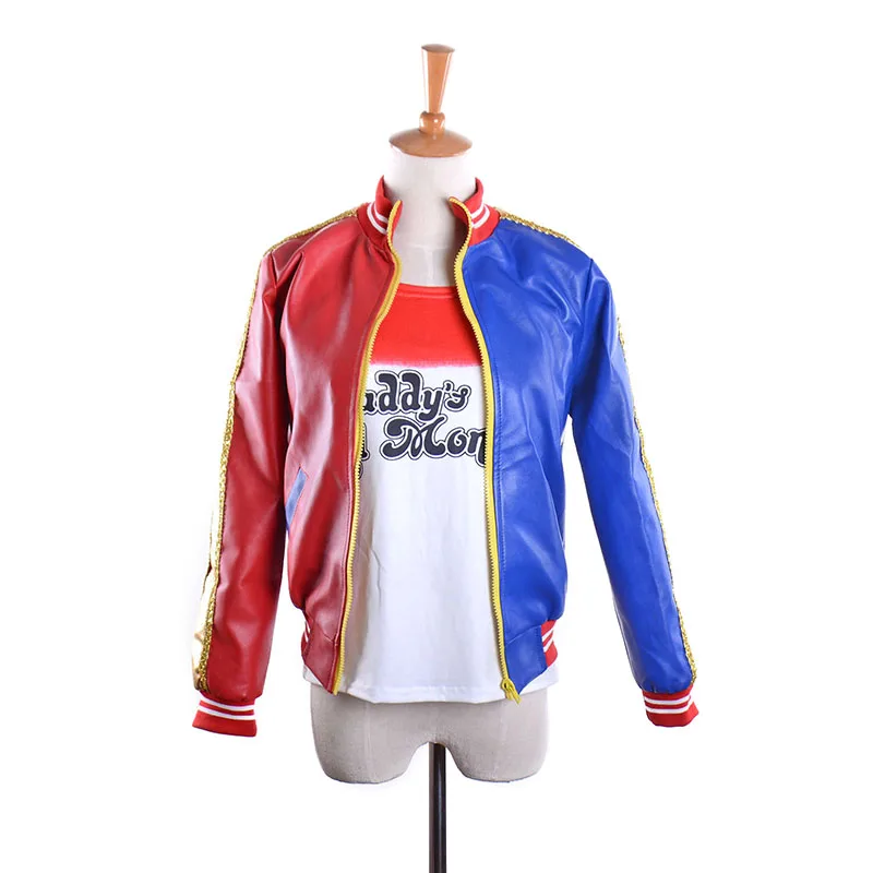 Jacket and Tshirt Куртка Харли Куинн свойства Джокера вышивка Харли Квинн костюм отряд самоубийц куртка Косплей женское пальто для Хэллоуина Костюм - Цвет: Jacket and Tshirt