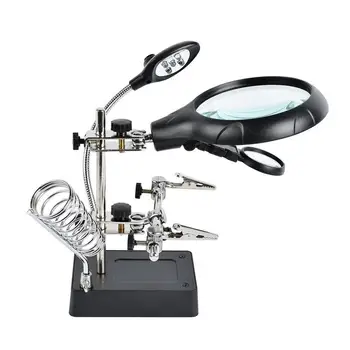 

360 Rotation Desktop LED Magnifying Glass Lens Soldering Iron Stand Magnifier Tool Multifunction Optical Instruments