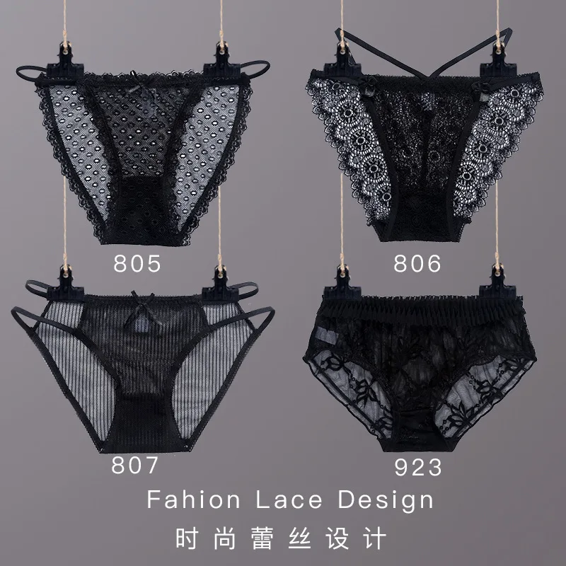 

Sexy lace underwear female appeal temptation low waist transparent autumn and winter cotton crotch ladies briefs