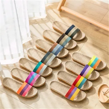 

Slippers men and women fashion Posi linen sandals beach shoes sandals casual women non-slip flat shoes women slippers