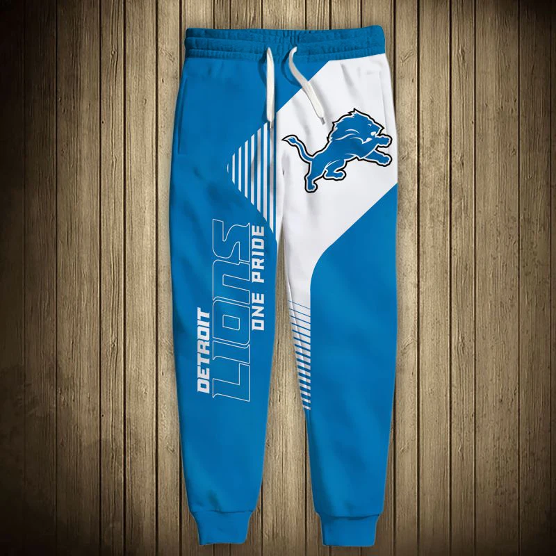 Blue Detroit Check Pattern pants Cartoon Lions Print Fashion 3D Sweatpants Sweatpants Sweatpants