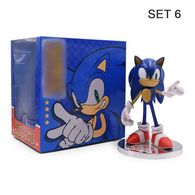 7 компл. Звуковые рисунки из мультфильма ПВХ фигурка игры Ёж Шэдоу Amy Rose Knuckles хвосты Коллекционная модель Кукла, подарок для девочки для детей