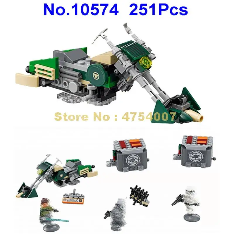 

10574 251pcs star wars kanan's speeder bike bela weapon 75141 building block 3 figures Toy
