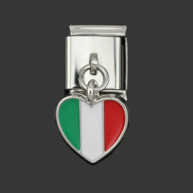 Italy Hapiship 13 мм ширина Маргаритка сердце Национальный флаг мира итальянский Шарм Fit браслет из нержавеющей стали ювелирных изделий DJ036 - Окраска металла: Italy
