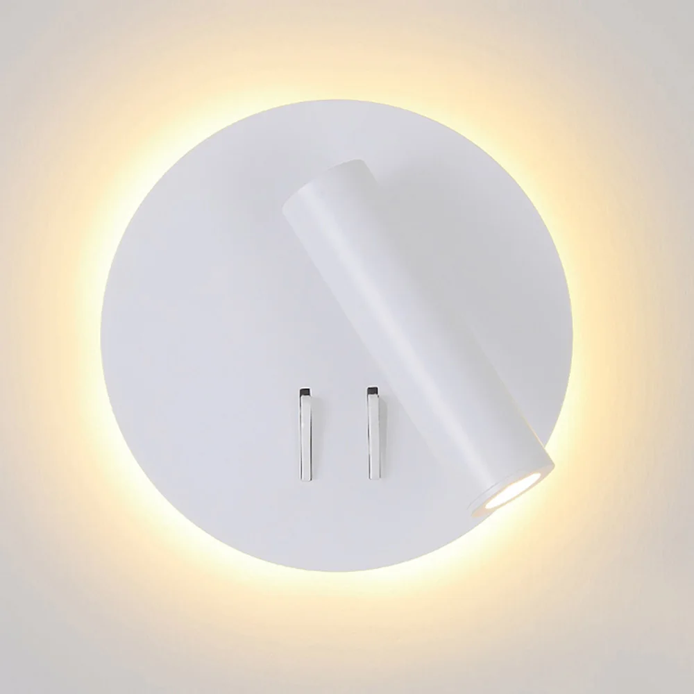 Nordic LED Wall Lamp With Switch 3W Spotlight 7W Backlight Rotation Sconce Wall Light For Home Bedroom Bedside Se25