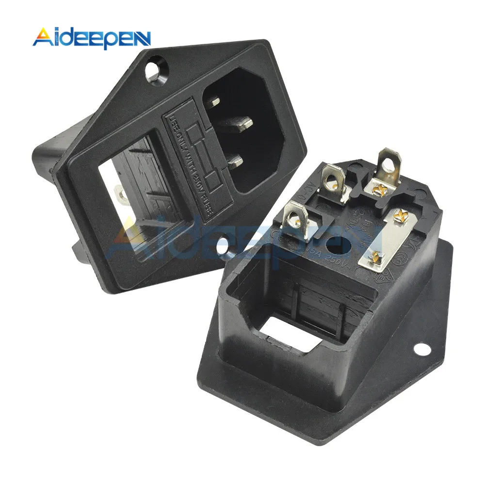 AC-01A AC250V 10A IEC320 C14 шнур питания Впускной адаптер питания от сети винт фиксированный медный сердечник разъем с предохранителем кулисный переключатель держатель