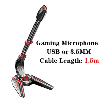 

USB With Gaming Microphone Tabletop 3.5mm Stereo Gaming PC microphone Studio Volume Adjust Switch Recording Chatting Mic