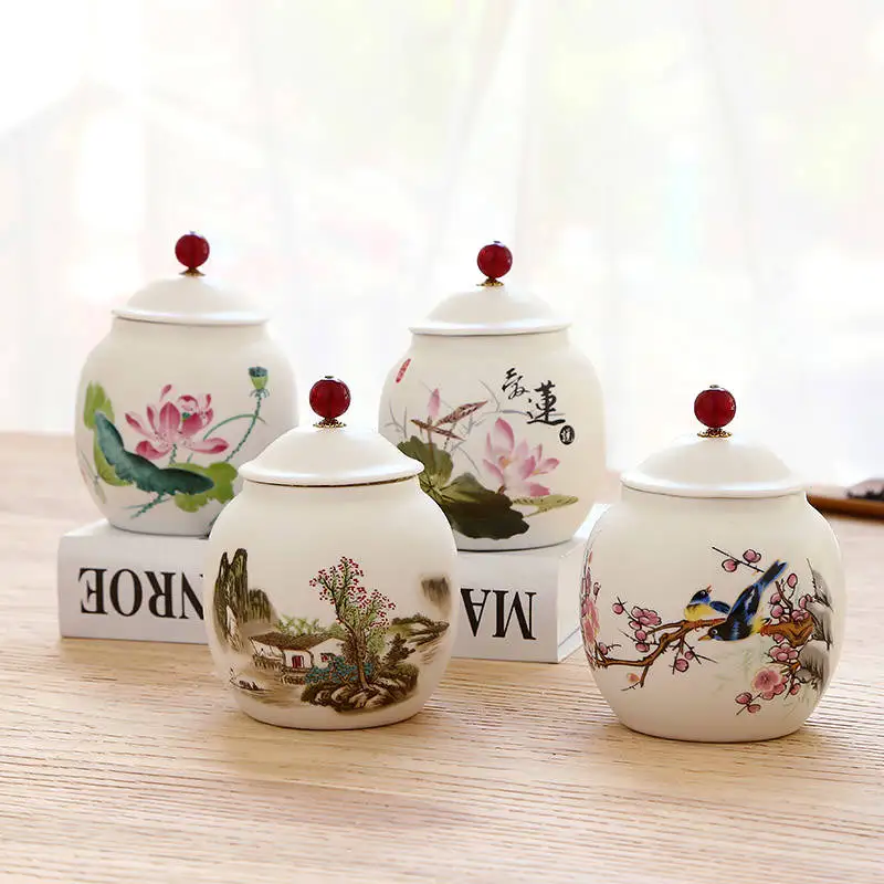 Mini Tea Jar Ceramic Tea Cans Seal Cans Home Decor Tank Travel Tea Jar moistureproof Tank Coffee Bean Cans Herb Storage Jar