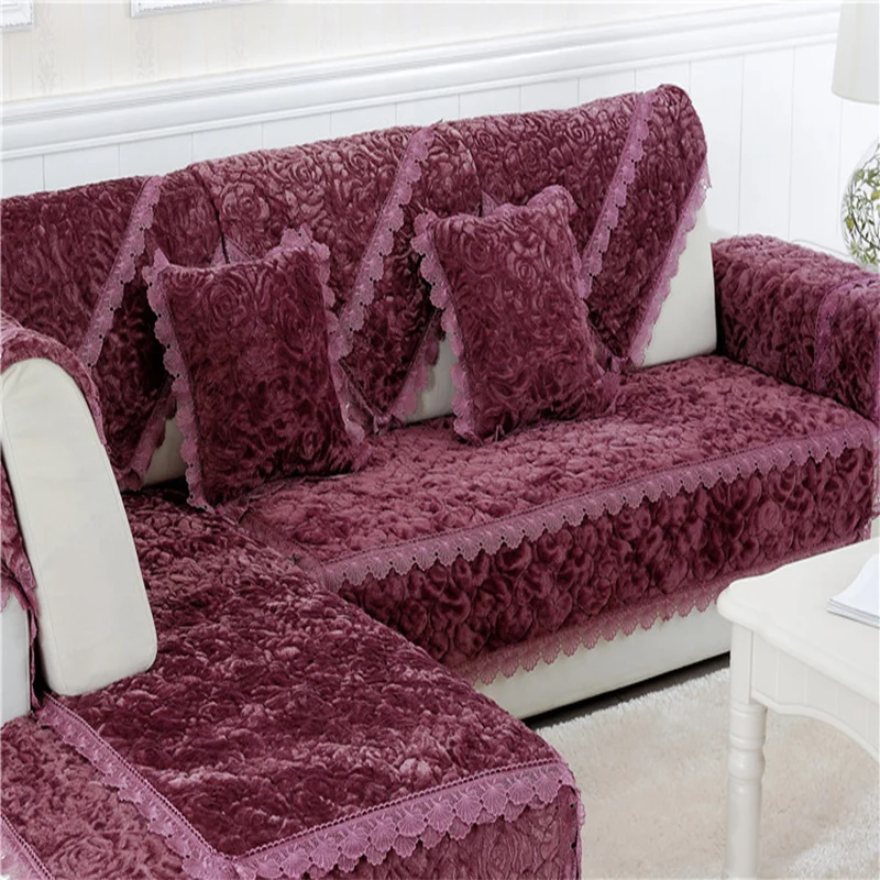 purple Мягкие чехлы для диванов и диванов, Нескользящие чехлы для диванов, осенне-зимние плотные короткие фланелевые Плюшевые Чехлы для диванов CX541 - Цвет: purple