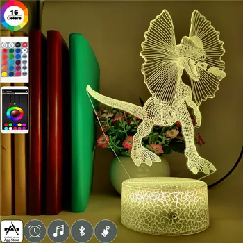 

Acrylic LED 3D Animal Dinosaur Jurassic Park Dilophosaurus Night Light USB 7 Color Battery Power Bedroom Mood Luster Clock Lamp