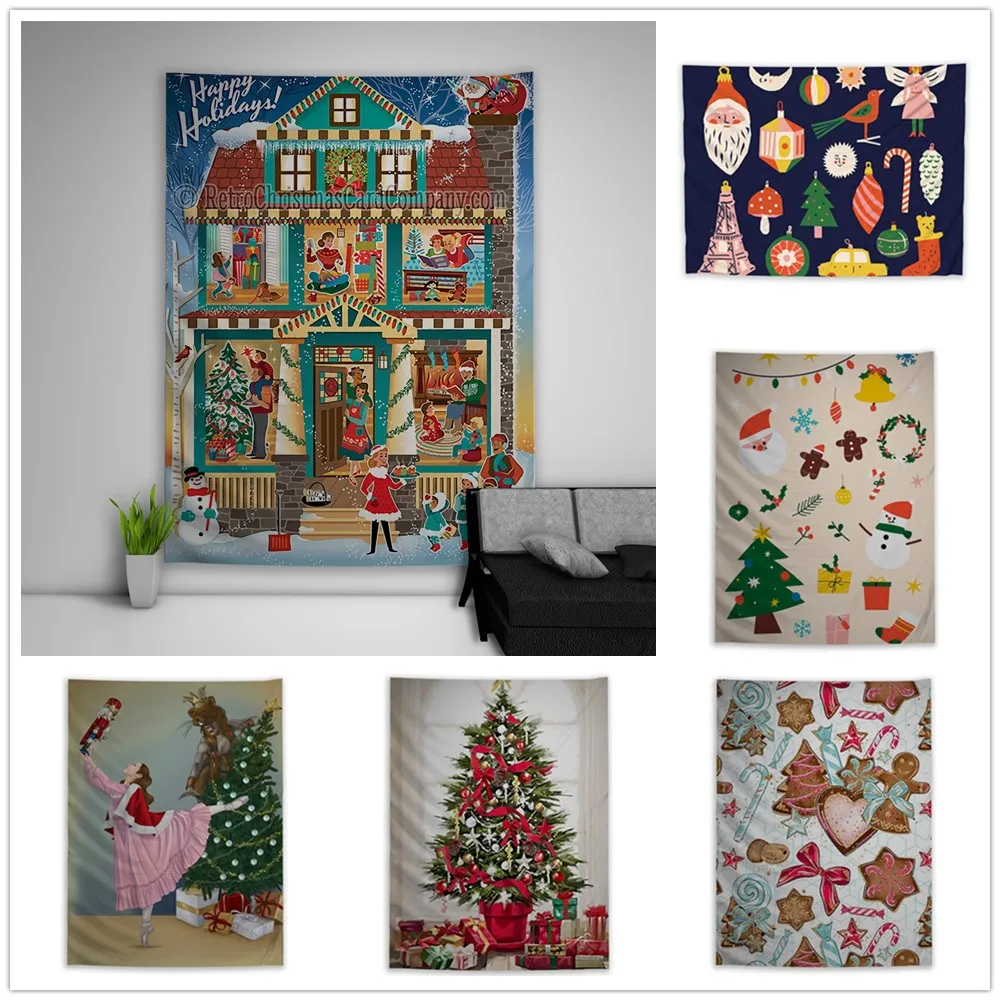 Merry Christmas Holiday Tapestry Art Wall Hanging Sofa Table Bed Cover Home Decor Poster | Дом и сад