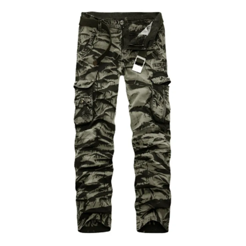 2020 Mens Cargo Pants Camouflage Casual Multi Pockets Baggy Trousers Army Pant Plus Size 29-40 Full