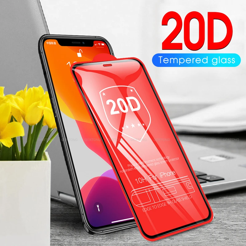 Защитное стекло 20D для iPhone 6 6s 7 8 Plus X XS XR MAX пленка экрана из закаленного стекла 11 Pro