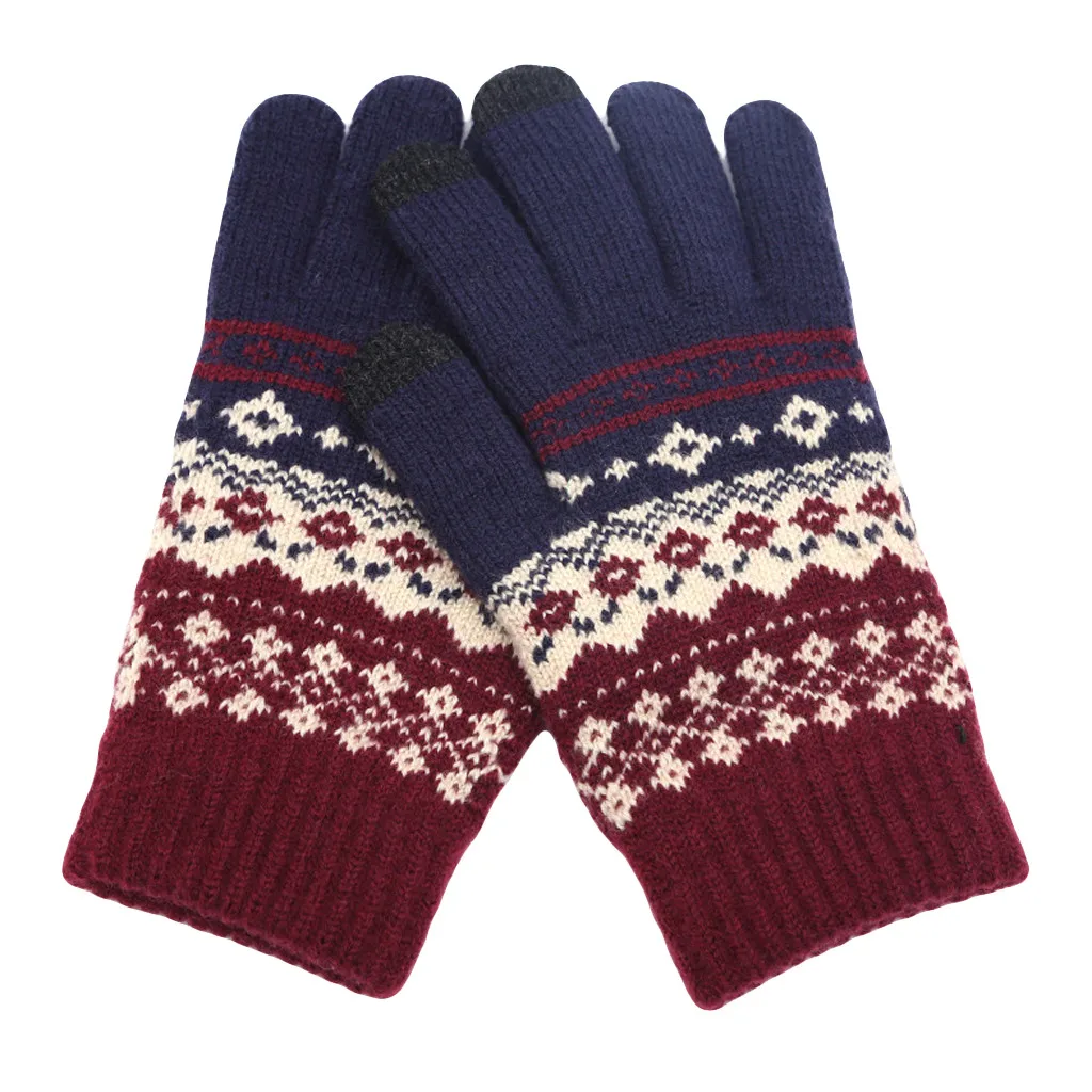 Новинка, женские теплые вязаные перчатки с принтом «пять пальцев», теплые зимние варежки для девочек, милые утепленные теплые перчатки rekawiczki damskie