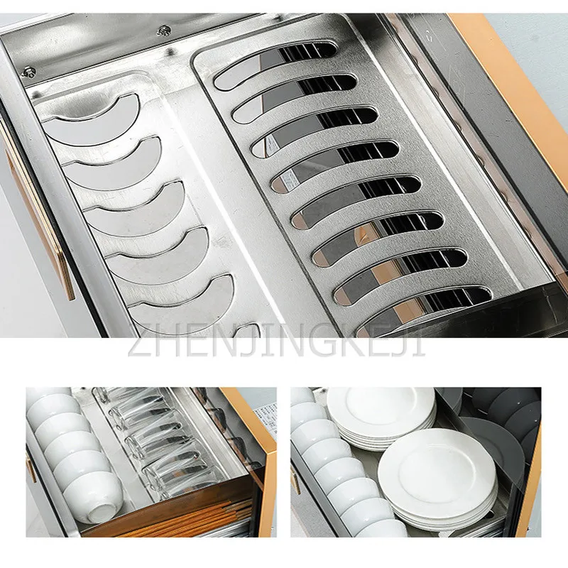 100L Home Disinfection Cabinet 220V Embedded Tableware Disinfect Bowl Cabinet Double Door Touch Infrared High Temperature Drying 5