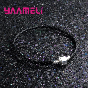 

22CM Black Real Leather Rope Bracelet Bangle for Women Men Statement Magnet Bead Clasps High Quality Cheap Price